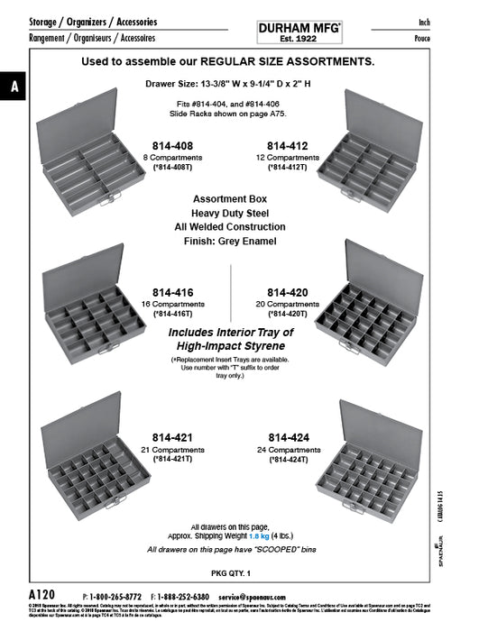 21 Compartment Insert for Regular Size Box Grey Plastic