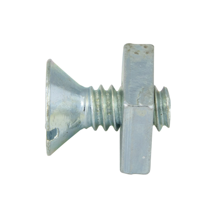 Stove Bolt Flat Slot Head & Square Nut (797 + N-28) 100/Pk 3/16"(10-24) x 1/2" Steel Zinc Plated