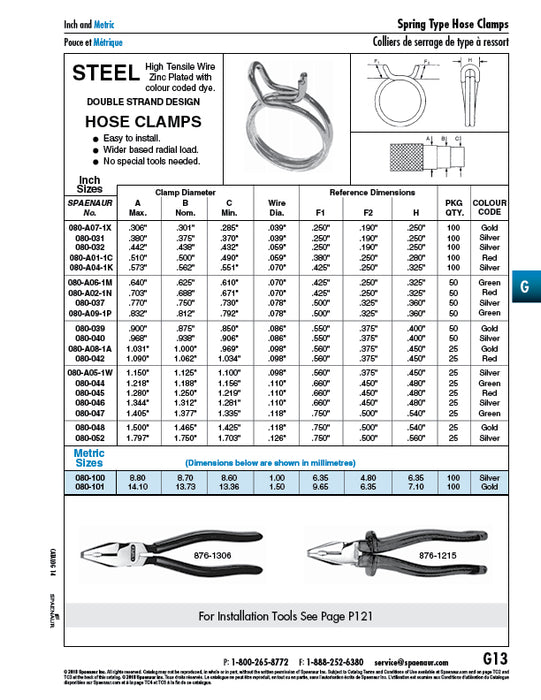 Double Strand Wire Type Hose Clamp 0.562" Nom Clamp DIA X.070"Wire DIA High Tensile Wire Zinc Pl Silver Colour