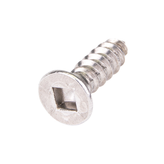 Tapping Screw, Flat Head Square Socket Drive, Type AB, #12 x 2-1/2" Length, Stainless Steel