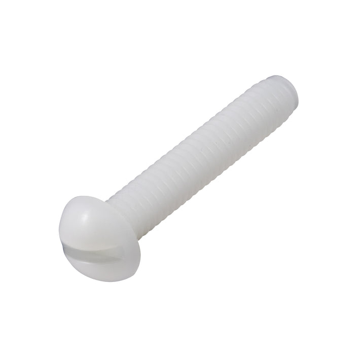 Machine Screw, Round Head, Slotted Drive, #10-24 UNC x 5/16" Length, Nylon Natural by Spaenaur Inc.