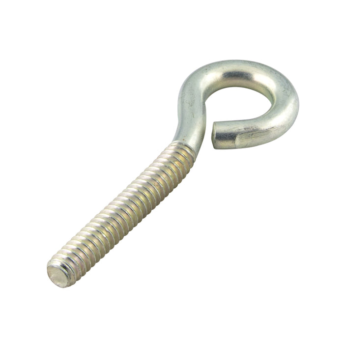 Bent Eye Bolt (No Nut) 1/4"-20 UNC x 3" O/A LGTH, 1/2" Eye ID 1-3/4" Thread Length Steel Trivalent Zinc Plated