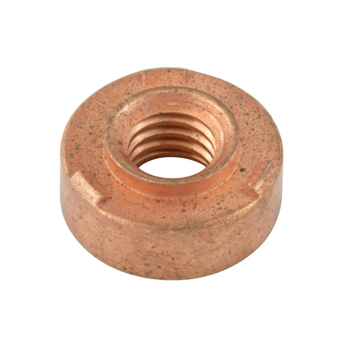 Écrou à souder pilote court, rond, métrique, M6 x pas de 1,0, en acier au carbone, finition cuivrée, fabriqué par Spaenaur Inc.