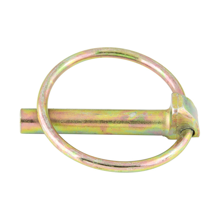 Goupille de sécurité, dos plat, (sans chaîne) taille de goupille 7/16 x 3/8 x longueur de goupille 1 1/2 po, diamètre intérieur de l'anneau 1-9/16 po. Acier, anneau élastique en acier à ressort, zingué par Spaenaur Inc.