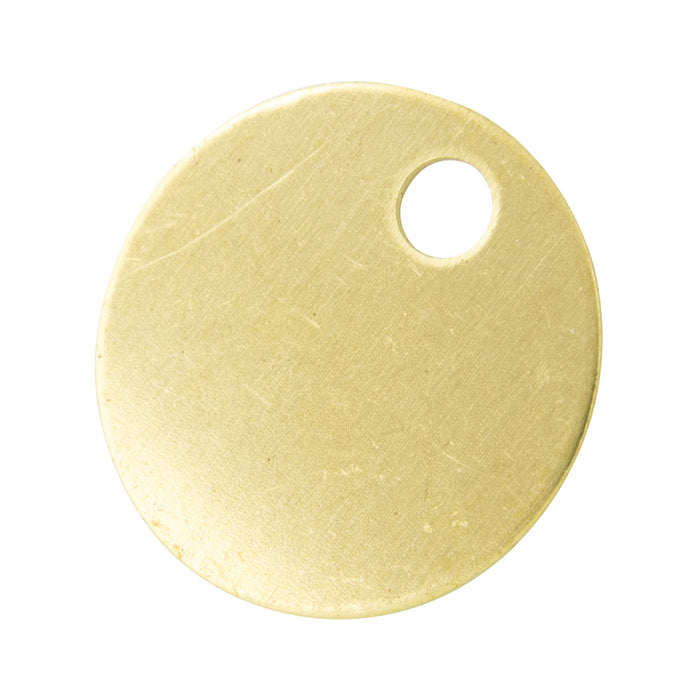 Standard Round Blank Tag (One 1/4" Hole) 1-1/4" DIA x .032" THK Brass Plain by Spaenaur Inc.