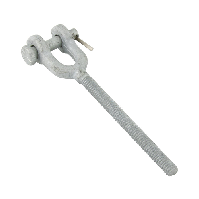 Jaw Fitting, Right Hand THRD, Clevis And Cotter Pins Included 1/4"-20 UNC x 4" Take Up 1030 Steel Hot Dipped Glavanized