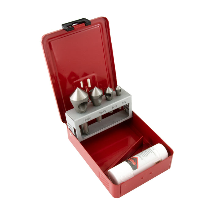 Slotted Taper And Deburring Countersinker Set with Cutting Paste Ranges 2/5 to 15/20 (4 Pcs) High Speed Steel (Co 5) In Steel Case by Spaenaur Inc.