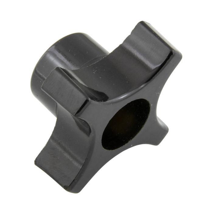 Bouton à 4 branches, style à trou traversant, avec insert en laiton 5/16 po-24 UNF, nylon noir, par Spaenaur Inc.