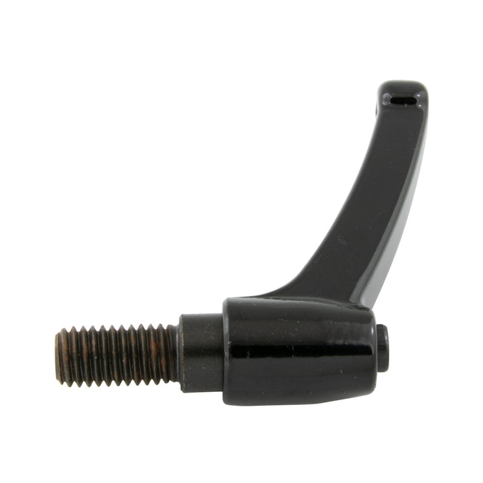 Levier de serrage indexé, filetage mâle, longueur 3,59 po, goujon 1/2 po-13 x 1-1/4 po, hauteur totale 3,46 po, zinc moulé sous pression, noir