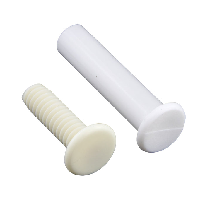 Binder Post & Screw (Nylon), Unslotted Thin Head, Rapid Assembly .240" DIA x 3/4" LG Polyethylene Post, Black Colour