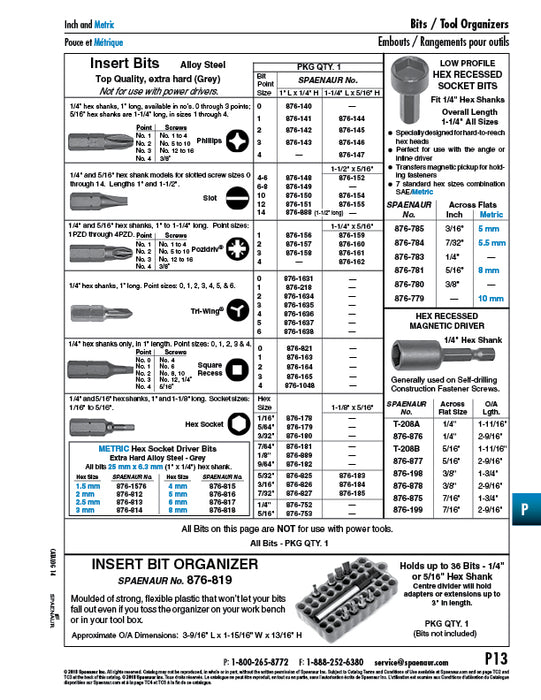 Magnetic Driver for Hex Head Screws 7/16" AF x 1 3/4" LGTH Alloy Steel by Spaenaur Inc.