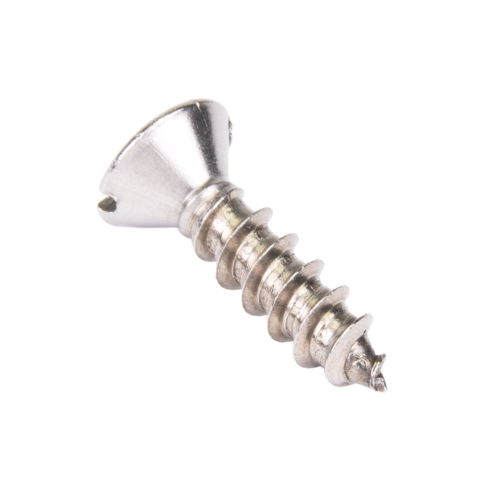 Tapping Screw, Flat Head Slotted Drive, Type AB, #10 x 1-1/2" Length, Stainless Steel