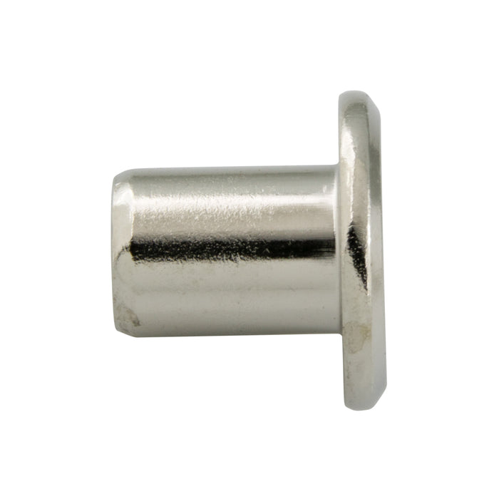 Écrou borgne Rampa® de type RFL, empreinte hexagonale de 5 mm, M6, diamètre de tête de 17 mm (tête plate), diamètre du corps de 9 mm x longueur sous tête de 17 mm, en acier nickelé par Rampa®