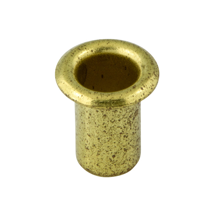 Regular Rolled Flange Eyelet, 6/32" Nom. Hole Size x 0.183" Barrel OD x 12/32" Barrel Length x 0.290" Flange Dia., Brass