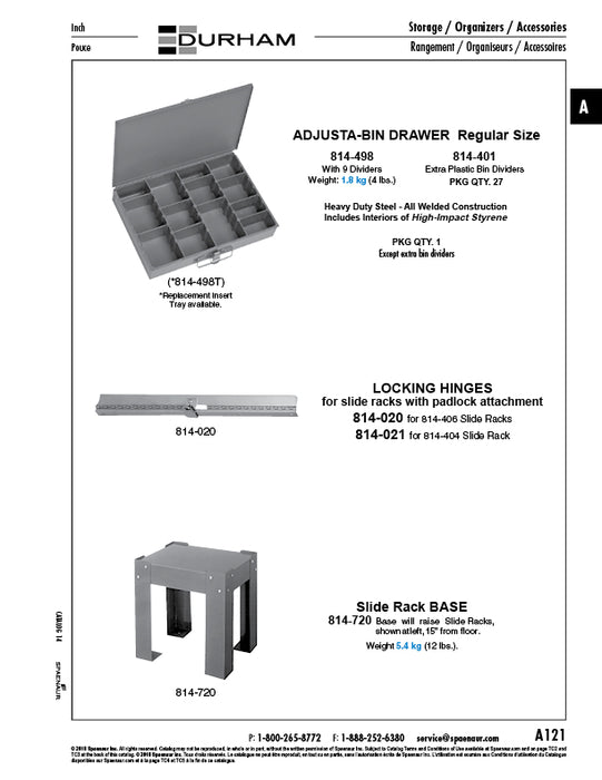 Charnière à verrouillage pour rack coulissant (compatible avec les numéros de série 814-404, 814-043, 814-044) Acier, plaqué par Spaenaur Inc.