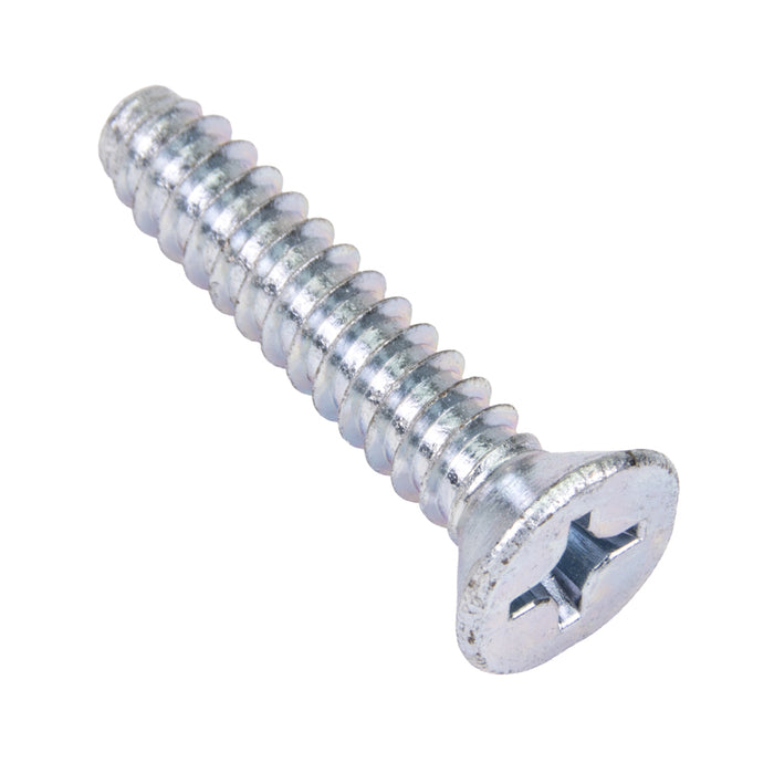 Tapping Screw, Flat Head Phillips Drive, Type B, #4 x 1/2" Length, Low Carbon Steel Trivalent Zinc Plated