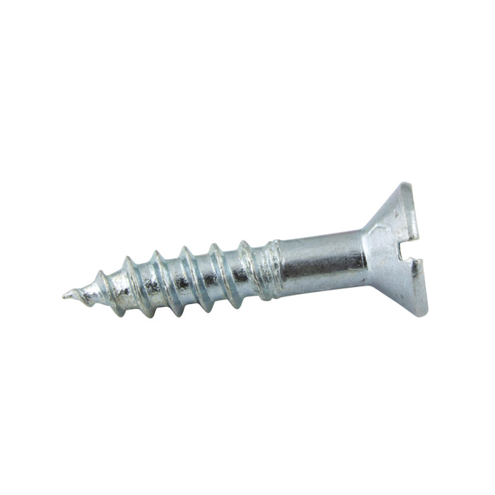 Wood Screw, Flat Head 90° ctsk., Slotted, #10 x 3" Length, Steel Zinc Plated, ASME/ANSI B18.6.1