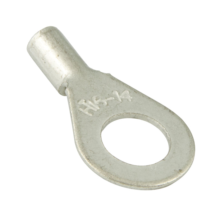 Copper Alloy Ring tongue Terminal, Wire Size 16-14 GA., Non-Insulated Hole DIA 13/32" Stud Size 3/8 Copper Alloy Chromate Plated