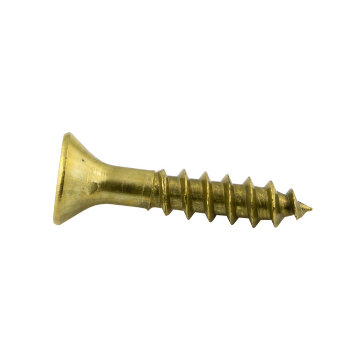 Wood Screw, Flat Head, Square Socket, #12 x 2" Length, Brass, ASME/ANSI B18.6.1