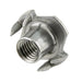 Écrou en T M10 x 1,50P, base ronde à 4 branches, diamètre 25,4 mm, diamètre 11,5 mm x 11,1 mm, acier, finition lisse, par Spaenaur Inc.
