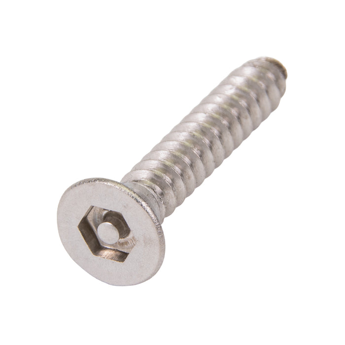 Tapping Screw, Flat Head Security Hex Socket Drive, Type AB, #8 x 1" Length, Stainless Steel by Spaenaur Inc.