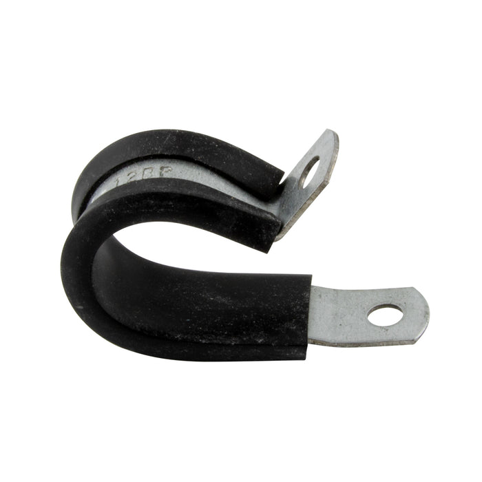 Double Tube Clamps - Closed Type (PVC Insulated) 9/16" Tube DIAs., .687" C to C Steel Hot Dipped Galvanized Black Vinyl Cushion