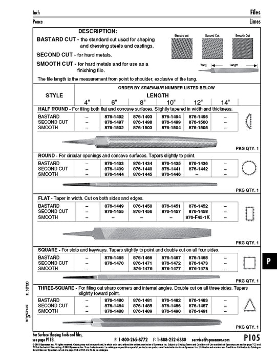 Bastard Cut Square File, No Handle 12" LGTH Steel, Steel Grey by Spaenaur Inc.