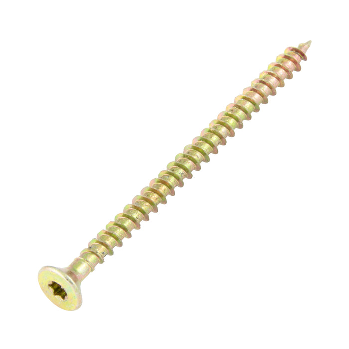 Particle Board Screw, Flat Head, R2 Torx 90° ctsk., 5.0 mm x 70 mm(#10 x 2-3/4"), Steel Yellow Zinc Plated