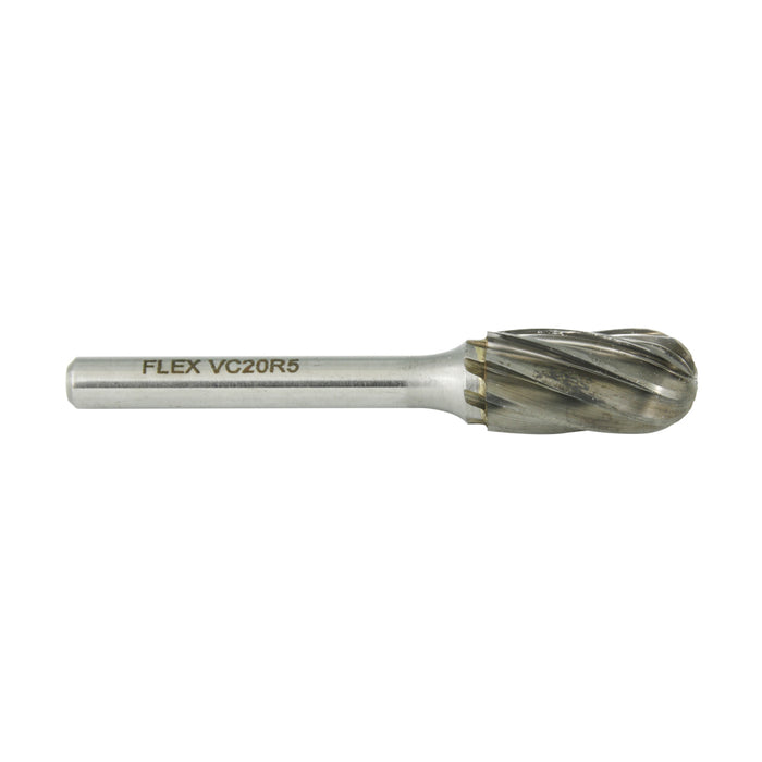 Carbide Burr, Aluminum Cut Ball Nose Cylinder Shape 1/2" DIA x 1" LGTH x 1/4" Shank