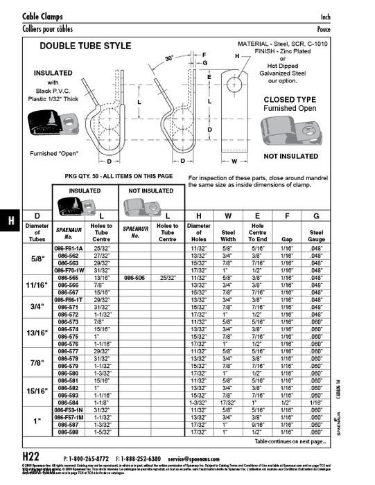 Double Tube Clamps - Closed Type (PVC Insulated) 5/8" Tube DIAm., .781" C to C Steel Hot Dipped Galvanized Black Vinyl Cushion