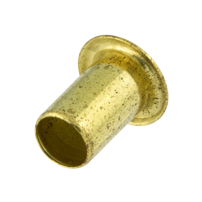 Regular Rolled Flange Eyelet, 6/32" Nom. Hole Size x 0.183" Barrel OD x 12/32" Barrel Length x 0.290" Flange Dia., Brass
