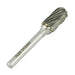 Carbide Burr, Aluminum Cut Ball Nose Cylinder Shape 3/8" DIA x 3/4" LGTH x 1/4" Shank by Spaenaur Inc.
