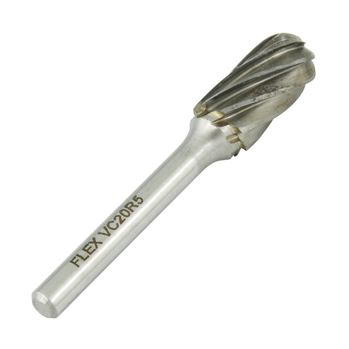 Carbide Burr, Aluminum Cut Ball Nose Cylinder Shape 1/2" DIA x 1" LGTH x 1/4" Shank