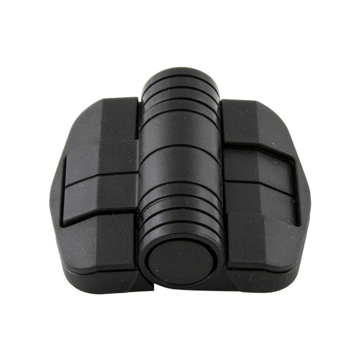 Charnière de positionnement de porte avec couvercles Angle d'ouverture bloqué à 80 degrés Couple de positionnement de 1,1 Nm Acétal noir, acier zinc Tube de blocage (quincaillerie de montage n° 10/M5 non fournie) (C6-32 et C6-601) par SouthCo