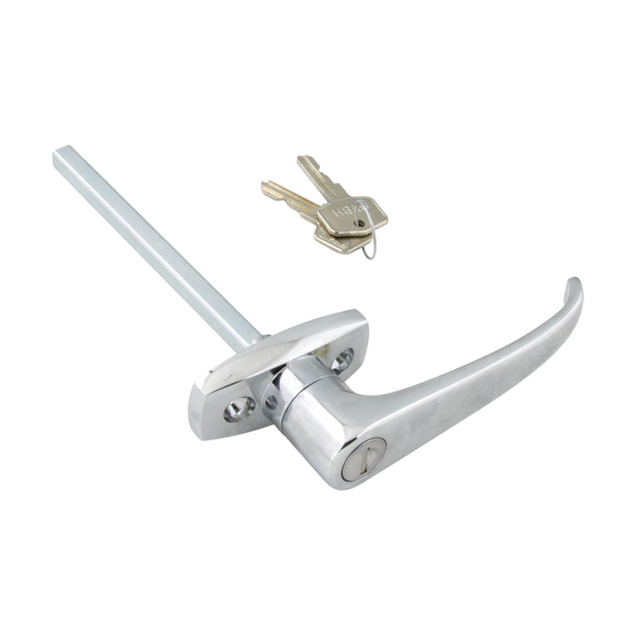 Lever 'L' Handle, Locking, 180 Degree Rotation,Keyed to Differ 5/16" x 4 1/2" Shank, 1 1/2" Hole Centres, Die-Cast Chrome Plated by Spaenaur Inc.
