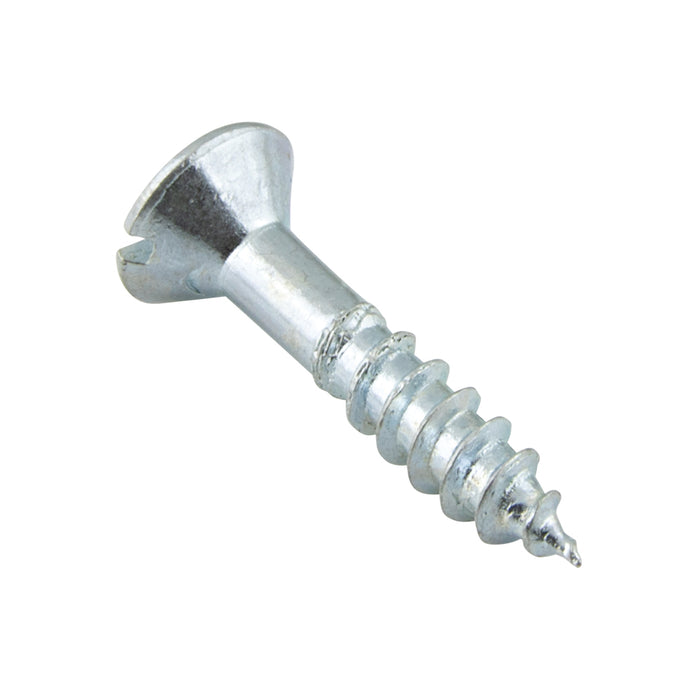 Wood Screw, Flat Head 90° ctsk., Slotted, #10 x 3" Length, Steel Zinc Plated, ASME/ANSI B18.6.1