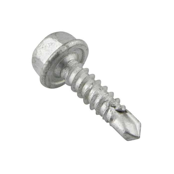 Self-Drilling Screw, Indented Hex Washer Head, #10-16 x 1/2" Length, Stainless Steel 410