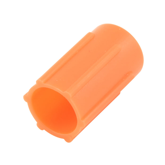Capuchon tubulaire nervuré 15/32 po de diamètre intérieur x 3/4 po de longueur intérieure Polyéthylène basse densité Couleur orange par Spaenaur Inc.