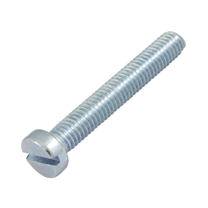 Machine Screw, Cheese Head, Slotted Drive, M8 x 1.25 mm UNC x 50 mm Length, Steel Zinc Plated