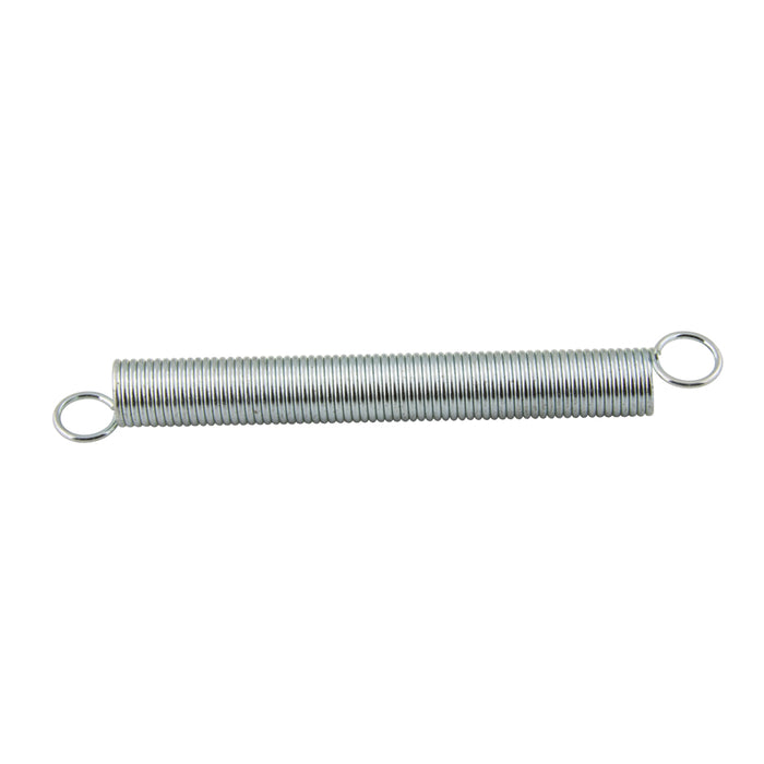 Ressort utilitaire, type à extension, boucle simple aux extrémités latérales, diamètre extérieur 7/16 po, longueur totale 2 po, calibre 0,041 po. Fil métallique MB étiré à froid, fil STL, finition zinc noir par Spaenaur Inc.
