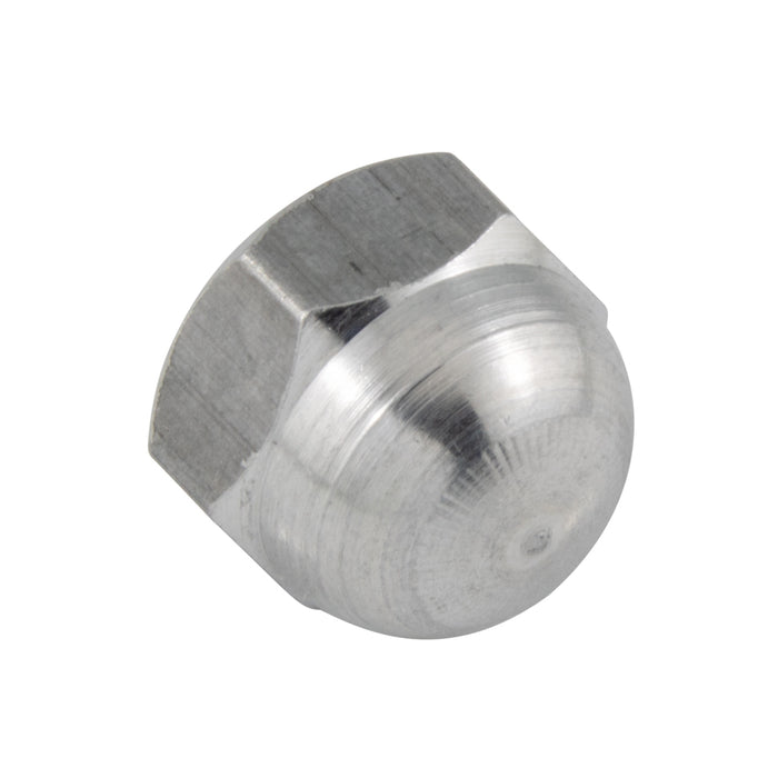 Écrou borgne, M6 x 1,00 mm, largeur à plat (WAF) 10,0 mm, épaisseur (THK) 9,0 mm, aluminium, conforme à la norme DIN 917, fabriqué par Spaenaur Inc.