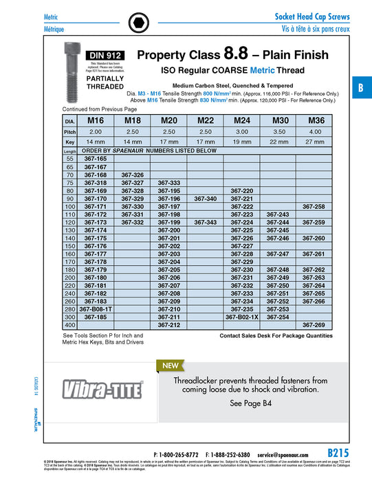 Hex Socket Cap Screw DIN 912 M16 x 90mm x 2.00P CL 8.8 Med Carb Steel Plain DIN 912/8.8/Part M16X90