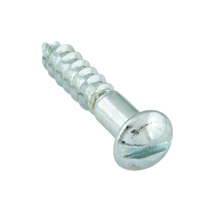 Wood Screw, Round Head, Slotted, #8 x 2" Length, Steel Zinc Plated, ASME/ANSI B18.6.1