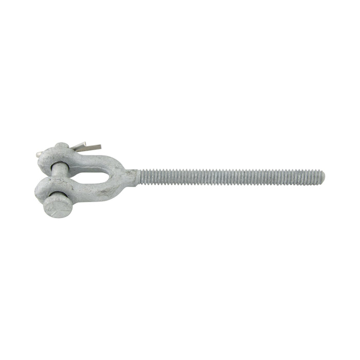Jaw Fitting Right Hand Thread Heat Treated, with Clevis & Cotter Pins 7/8"-9 UNC x 18" Take Up 1030 Steel Drop forged Hot Galvanized Finish