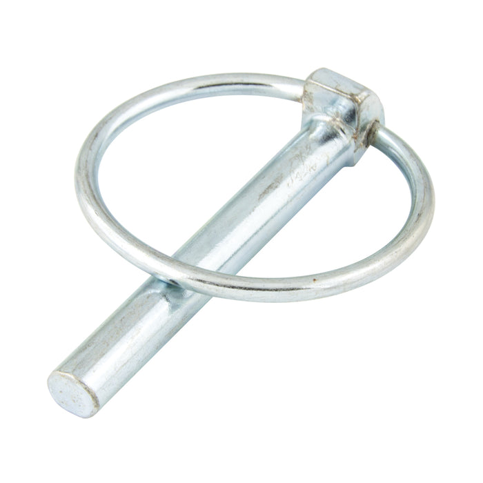 Lynch Pin without Chain - Spring Steel Snap Ring 1/4" x 1-5/16" Usable Pin Length Low Carb Steel, Case Hard Yellow Zinc Plated
