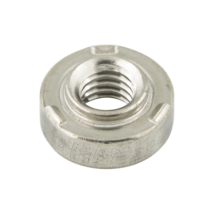 Écrou à souder pilote court, rond, métrique, M5 x 0,8, pas de 302, en acier inoxydable, passivé par Spaenaur Inc.