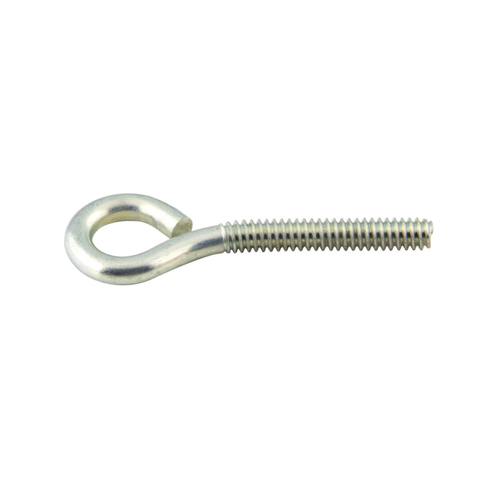 Bent Eye Bolt, Full Thread (No Nut) 3/8"-16 UNC x 4" O/A LGTH, 1" Eye ID Steel Zinc Plated