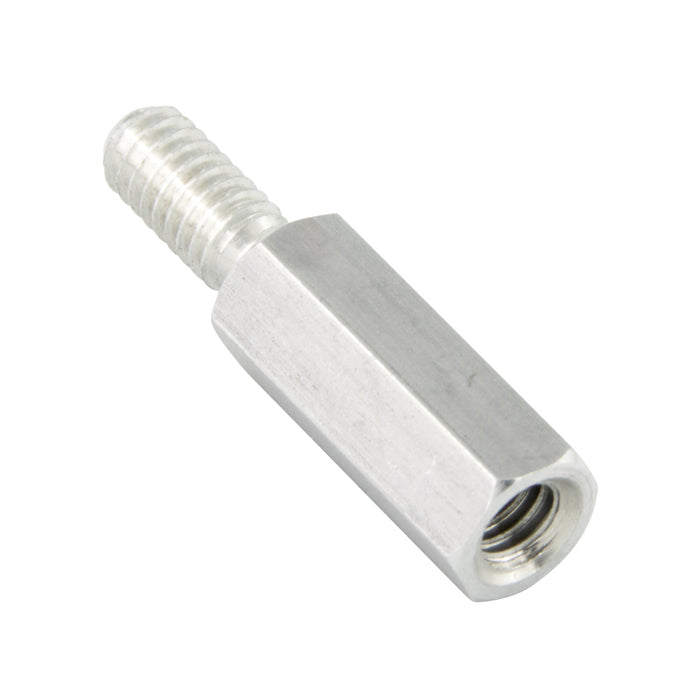 Hex Spacer, Male/Female Threaded, Hole Depth 3/8", Stud LGTH 1/4", #6-32 UNC, 1/2" LGTH, 1/4" A.F. Aluminum Alloy 2011T3
