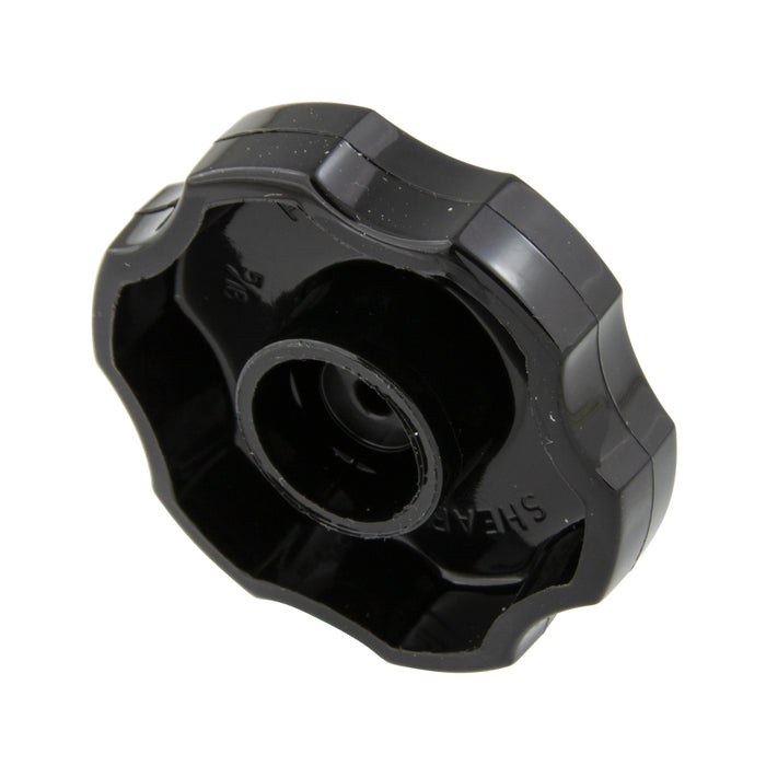 Shear-Loc Knob, Rosette Style Fits M8 Screw (38mm O.D.) Dupont Delrin 500 Black