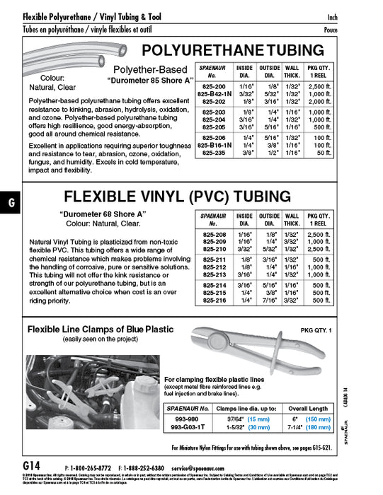 Polyurethane Tubing 1/8" ID x 1/4" OD x 1/16" THK Polyether-Based, Colour Natural